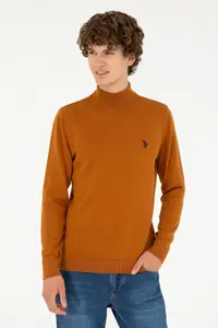 US Polo Assn. Men slim Fit Half throated Coconut Basic Sweater