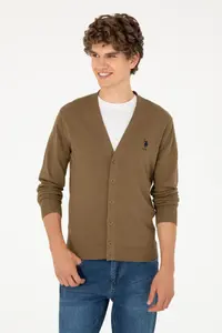 US Polo Assn. Men Khaki Basic Knitwear Cardigan