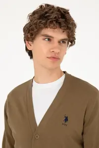 US Polo Assn. Men Khaki Basic Knitwear Cardigan - Image 2