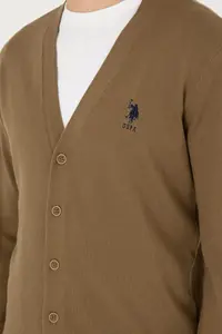 US Polo Assn. Men Khaki Basic Knitwear Cardigan - Image 7