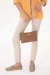 US Polo Assn. Women Dark Beige removable Sleeveless Kanvas Handbag - Image 2