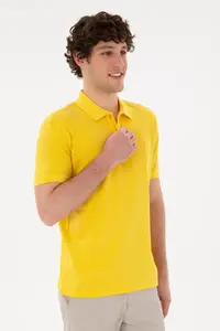 US Polo Assn. Men slim Fit Polo Shirt Collar Yellow Basic T-Shirt - Image 2