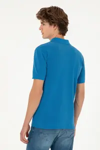 US Polo Assn. Men slim Fit Polo Shirt Collar Saks Blue Basic T-Shirt - Image 5