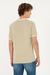 US Polo Assn. Men slim Fit Polo Shirt Collar Light Khaki Basic T-Shirt - Image 5