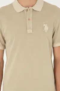 US Polo Assn. Men slim Fit Polo Shirt Collar Light Khaki Basic T-Shirt - Image 6