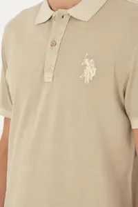 US Polo Assn. Men slim Fit Polo Shirt Collar Light Khaki Basic T-Shirt - Image 7