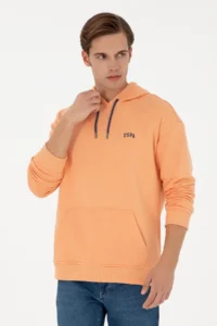 US Polo Shirt Assn. Men Orange Basic Sweatshirt