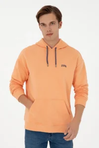 US Polo Shirt Assn. Men Orange Basic Sweatshirt - Image 3