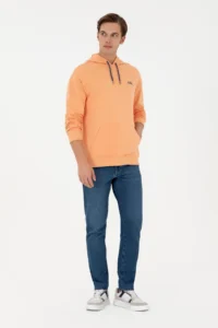 US Polo Shirt Assn. Men Orange Basic Sweatshirt - Image 4
