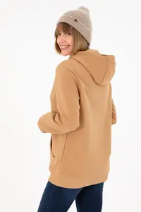 US Polo Assn. Men Hooded Camel Basic Fleece Sweatshirt - Image 4