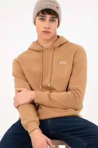 US Polo Assn. Men Hooded Camel Basic Fleece Sweatshirt - Image 5