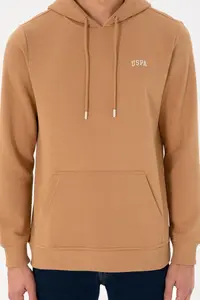 US Polo Assn. Men Hooded Camel Basic Fleece Sweatshirt - Image 7