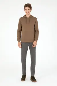 US Polo Assn. Men Hooded Khaki Basic Fleece Sweatshirt - Image 4