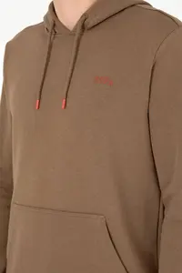 US Polo Assn. Men Hooded Khaki Basic Fleece Sweatshirt - Image 7
