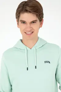 US Polo Assn. Men Hooded Water Green Basic Fleece Sweatshirt - Image 2