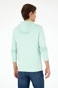 US Polo Assn. Men Hooded Water Green Basic Fleece Sweatshirt - Image 5