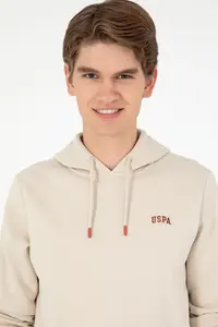 US Polo Assn. Men Hooded Stone Basic Fleece Sweatshirt - Image 2