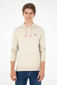 US Polo Assn. Men Hooded Stone Basic Fleece Sweatshirt - Image 3