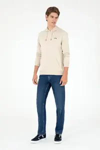 US Polo Assn. Men Hooded Stone Basic Fleece Sweatshirt - Image 4