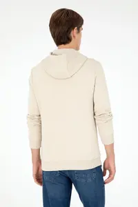 US Polo Assn. Men Hooded Stone Basic Fleece Sweatshirt - Image 5