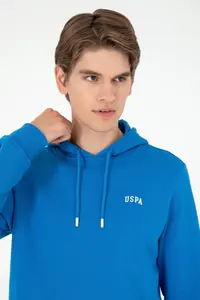 US Polo Assn. Men Hooded Cobalt Blue Basic Fleece Sweatshirt - Image 2
