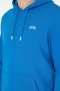 US Polo Assn. Men Hooded Cobalt Blue Basic Fleece Sweatshirt - Image 7
