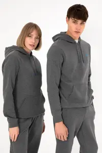 US Polo Assn. Men Hooded Anthracite Melanj Basic Fleece Sweatshirt