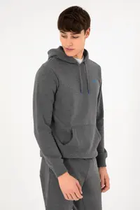 US Polo Assn. Men Hooded Anthracite Melanj Basic Fleece Sweatshirt - Image 5