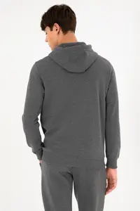 US Polo Assn. Men Hooded Anthracite Melanj Basic Fleece Sweatshirt - Image 6
