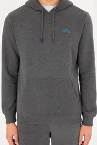 US Polo Assn. Men Hooded Anthracite Melanj Basic Fleece Sweatshirt - Image 7