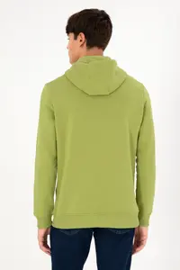 US Polo Assn. Men Hooded Peanut Green Basic Fleece Sweatshirt - Image 6