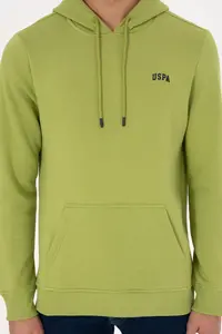 US Polo Assn. Men Hooded Peanut Green Basic Fleece Sweatshirt - Image 7