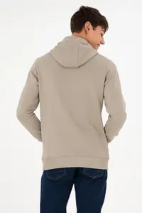 US Polo Assn. Men Hooded Light Khaki Basic Fleece Sweatshirt - Image 6