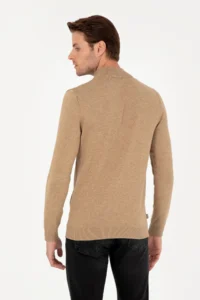Pierre Cardin Camel Melanj slim Fit Half Turtleneck Basic Knitwear Sweater - Image 5