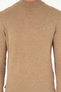 Pierre Cardin Camel Melanj slim Fit Half Turtleneck Basic Knitwear Sweater - Image 6