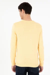 Pierre Cardin Light Yellow slim Fit Crew Neck Basic Knitwear Sweater - Image 5