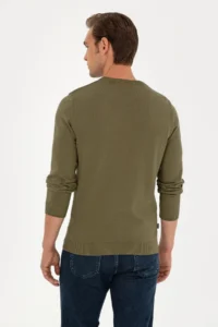 Pierre Cardin Dark Khaki slim Fit Crew Neck Basic Knitwear Sweater - Image 5