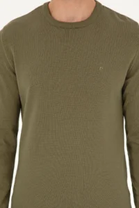 Pierre Cardin Dark Khaki slim Fit Crew Neck Basic Knitwear Sweater - Image 6