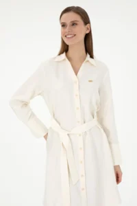 US Polo Assn. Women Cream Mini Size Weaving Dress - Image 2