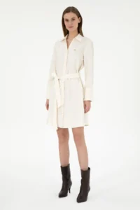 US Polo Assn. Women Cream Mini Size Weaving Dress - Image 3