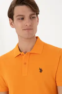 US Polo Assn. Men slim Fit Polo Shirt Collar Orange Basic T-Shirt - Image 2