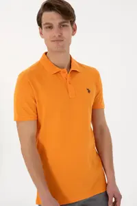US Polo Assn. Men slim Fit Polo Shirt Collar Orange Basic T-Shirt - Image 3
