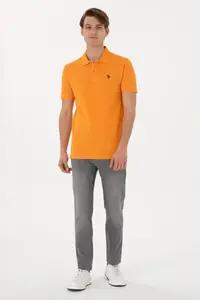 US Polo Assn. Men slim Fit Polo Shirt Collar Orange Basic T-Shirt - Image 4