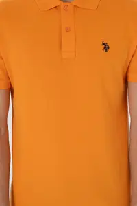 US Polo Assn. Men slim Fit Polo Shirt Collar Orange Basic T-Shirt - Image 6