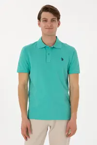 US Polo Assn. Men slim Fit Polo Shirt Collar Mint Basic T-Shirt