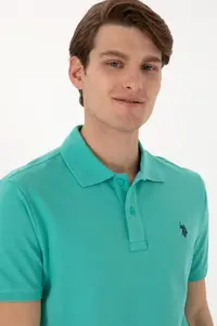 US Polo Assn. Men slim Fit Polo Shirt Collar Mint Basic T-Shirt - Image 2