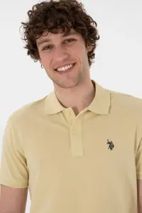 US Polo Assn. Men slim Fit Polo Shirt Collar Light Khaki Basic T-Shirt - Image 2