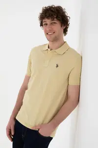 US Polo Assn. Men slim Fit Polo Shirt Collar Light Khaki Basic T-Shirt - Image 3