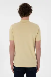 US Polo Assn. Men slim Fit Polo Shirt Collar Light Khaki Basic T-Shirt - Image 5