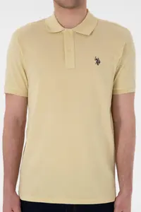 US Polo Assn. Men slim Fit Polo Shirt Collar Light Khaki Basic T-Shirt - Image 6